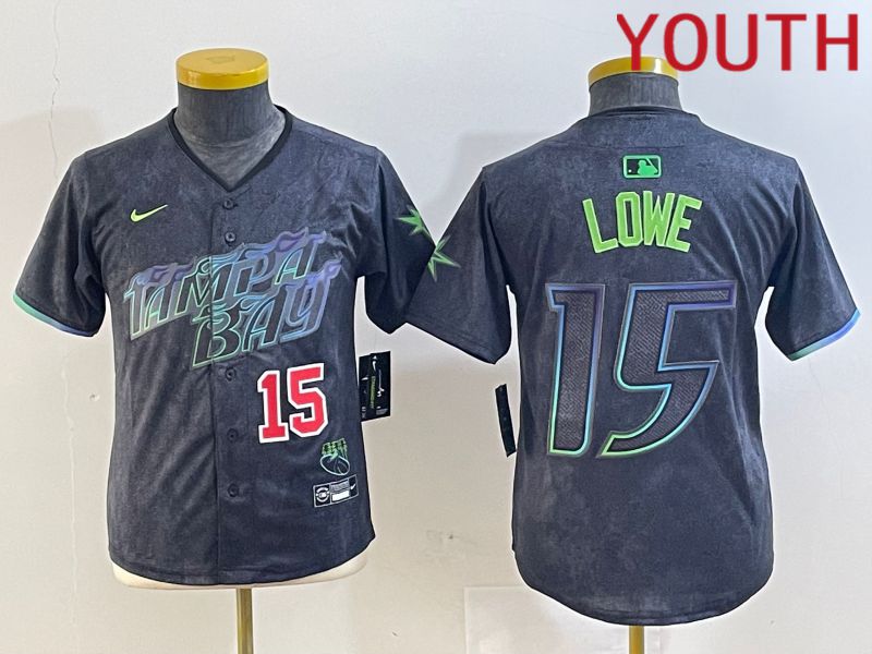 Youth Tampa Bay Rays #15 Lowe Black City Edition Nike 2024 MLB Jersey style 2->women mlb jersey->Women Jersey
